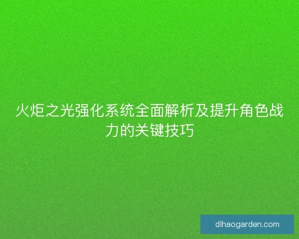 火炬之光强化系统全面解析及提升角色战力的关键技巧