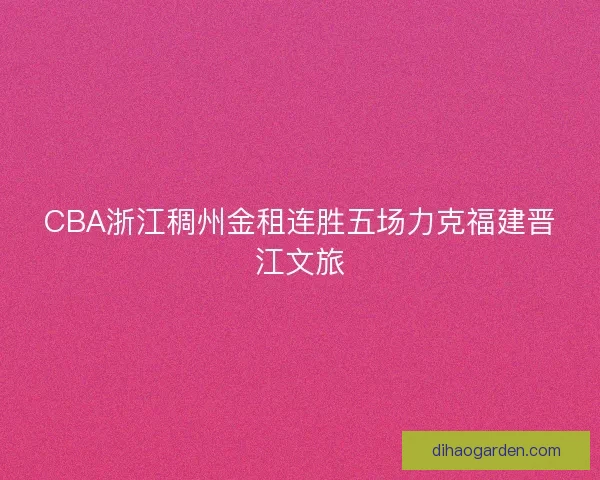 CBA浙江稠州金租连胜五场力克福建晋江文旅