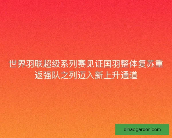 世界羽联超级系列赛见证国羽整体复苏重返强队之列迈入新上升通道