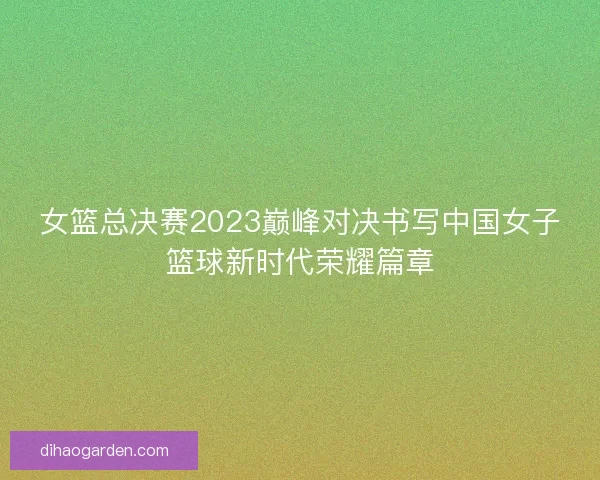 女篮总决赛2023巅峰对决书写中国女子篮球新时代荣耀篇章