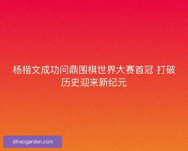 杨楷文成功问鼎围棋世界大赛首冠 打破历史迎来新纪元