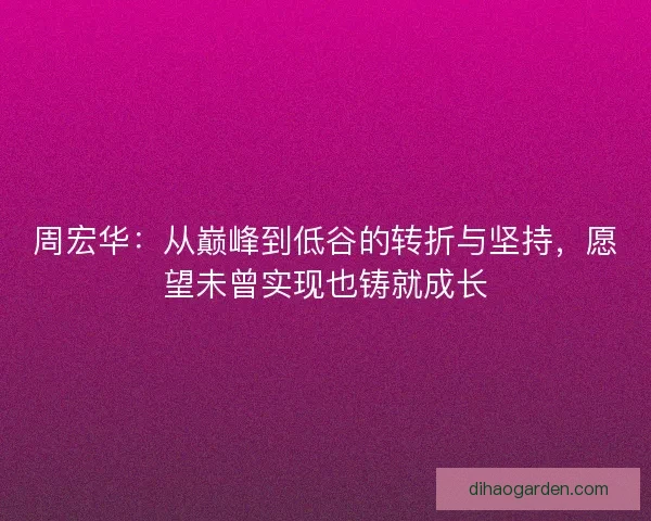 周宏华:从巅峰到低谷的转折与坚持,愿望未曾实现也铸就成长 周宏华:从巅峰到低谷的转折与坚持,愿望未曾实现也铸就成长